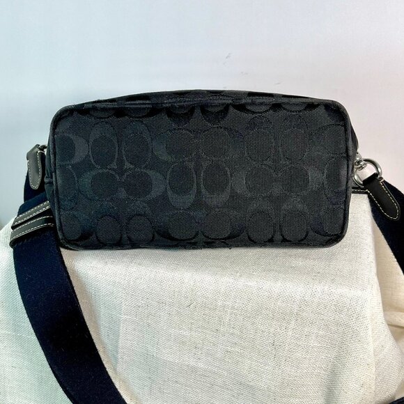 Coach 6044 Signature Jacquard Black Demi Baguette Canvas & Leather Y2K Vintage - Picture 5 of 13